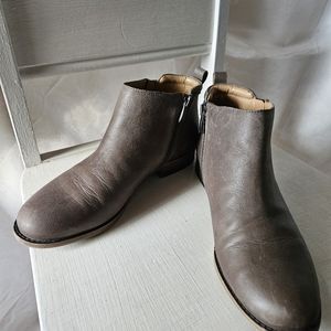 Franco Sarto Taupe Keegan Leather Ankle Booties with Side Zippers, Size 8M